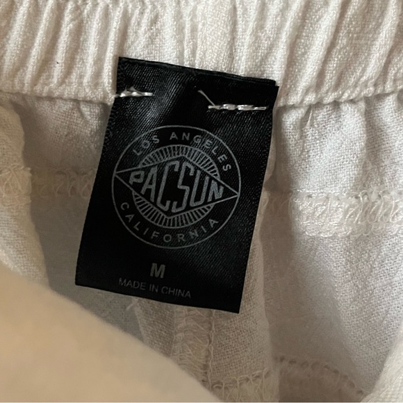 Women Wide Leg Lightweight Linen Blend White Cargo Pants - Picture 3 of 5